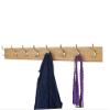 Solid Oak Coat Rack with Solid Brass Hat and Coat Style Hooks - Made in The USA (Natural, 15" x 3.5" with 3 Hooks) view 3