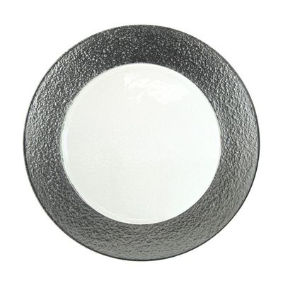 10 Strawberry Street Colored Rim 13" Glass Charger Plate, Set of 6, Silver