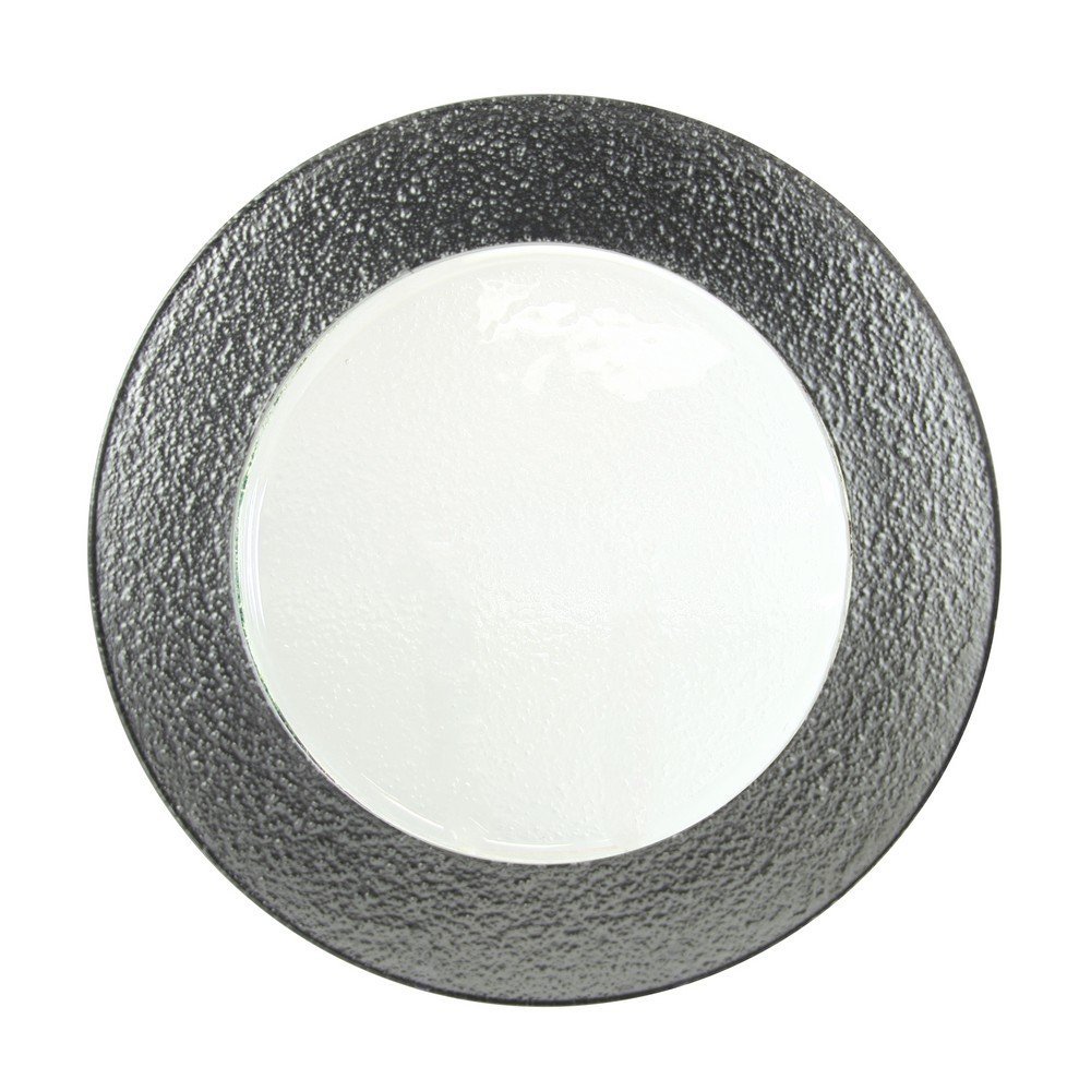 10 Strawberry Street Colored Rim 13" Glass Charger Plate, Set of 6, Silver