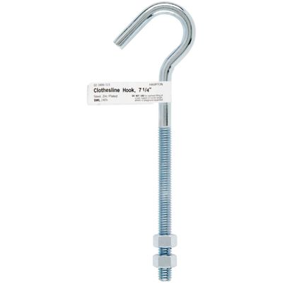 ACE Hampton Clothesline Bolt Hook 3/8" 7-1/4" Overall 4" Tread 240 Lb Bulk STL