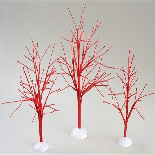 Department 56 "Red Bare Branch Trees" (Set of 3) Village Accessories #4033833