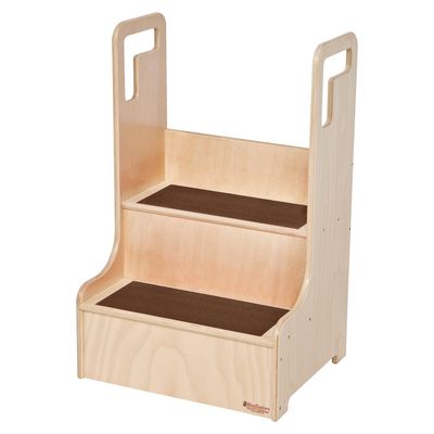 Wood Designs Step-Up-N-Wash Stool with Brown Treads
