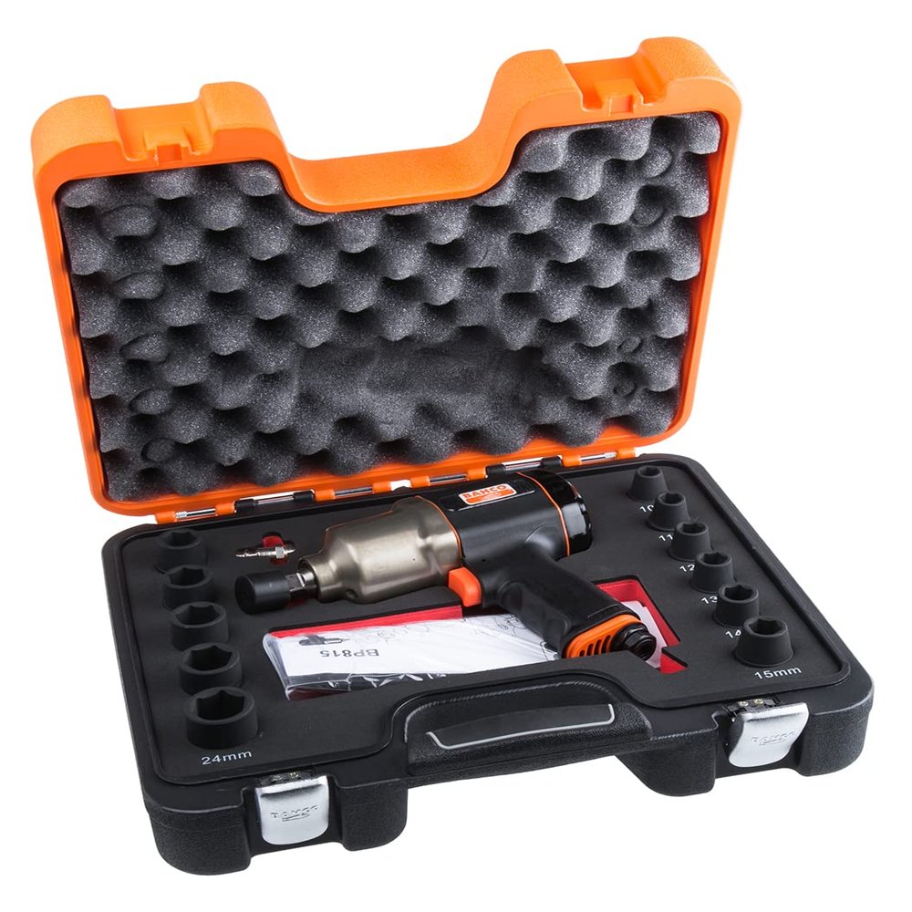 BAHCO BP815K1 Impact Wrench Set 1/2 Inch Bp815/Impact Sockets 10-24 mm with 1/4 Inch Connector, BHBP815K1
