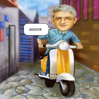 myDaVinci Personalized Scooter Rider Caricature from Photos