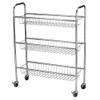 Household Essentials 3-Tier Slim Storage Cart, Heavy-Duty Steel Frame, Smooth Casters with Locks, Chrome-Like Powder Coat Finish, Arched Handles, Easy to Assemble, Modern, Compact, Silver view 1