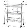Household Essentials 3-Tier Slim Storage Cart, Heavy-Duty Steel Frame, Smooth Casters with Locks, Chrome-Like Powder Coat Finish, Arched Handles, Easy to Assemble, Modern, Compact, Silver view 2