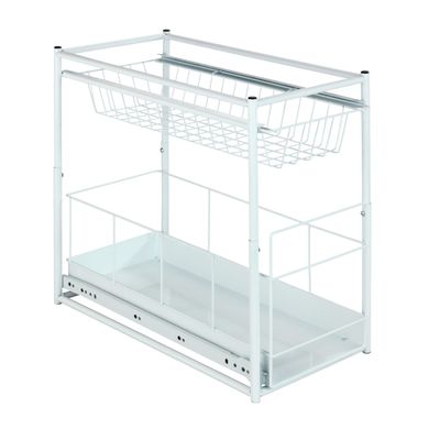 Wenko Estante Bajo fregadero extraible 45x45x12 cms, Metal, White, 45 x 45 x 23 cm
