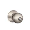 SCHLAGE F51A ORB 619 Orbit Knob Keyed Entry Lock, Satin Nickel view 1