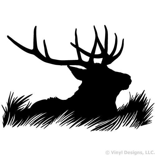 Elk Deer Head Silhouette Hunting Vinyl Wall Decal Sticker Art, Home Decor, Mural