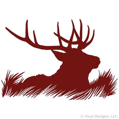 Elk Deer Head Silhouette Hunting Vinyl Wall Decal Sticker Art, Home Decor, Mural