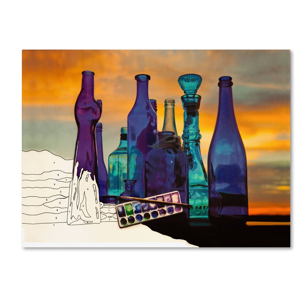 Trademark Fine Art Blue Sunset by Numbers by Roderick Stevens Canvas Art, 18 by 24-Inch
