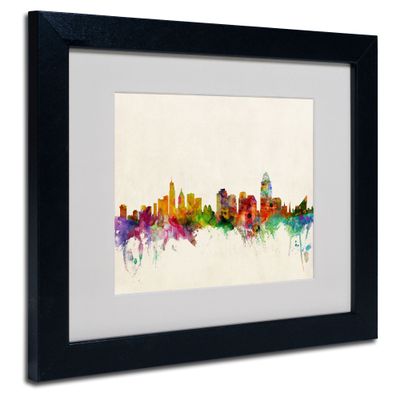 Trademark Fine Art Cincinnati, Ohio by Michael Tompsett Canvas Art, 11 by 14-Inch, Black Frame