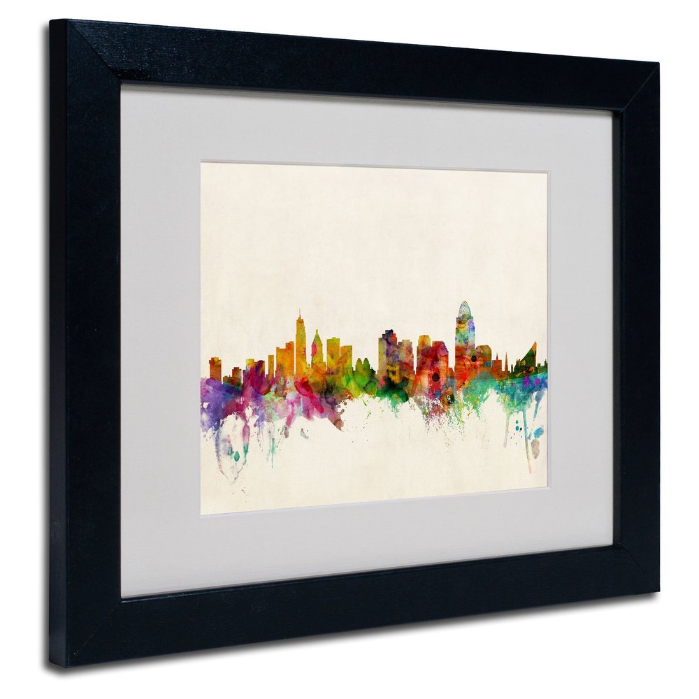 Trademark Fine Art Cincinnati, Ohio by Michael Tompsett Canvas Art, 11 by 14-Inch, Black Frame