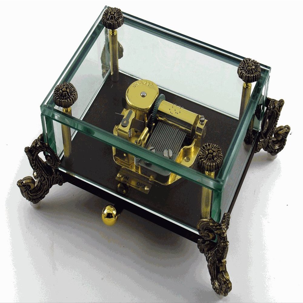 Alluring 18 Note Crystal Music Box with Detailed Dragon Feet - Many Songs to Choose - You're Sixteen