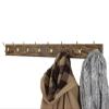 Solid Oak Coat Rack with Solid Brass Hat and Coat Style Hooks - Made in The USA (Walnut, 25.5" x 3.5" with 5 Hooks) view 3