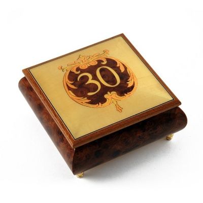 Handcrafted 30th Anniversary or Birthday with Ornament Frame Musical Jewelry Box - Many Songs to Choose - Always