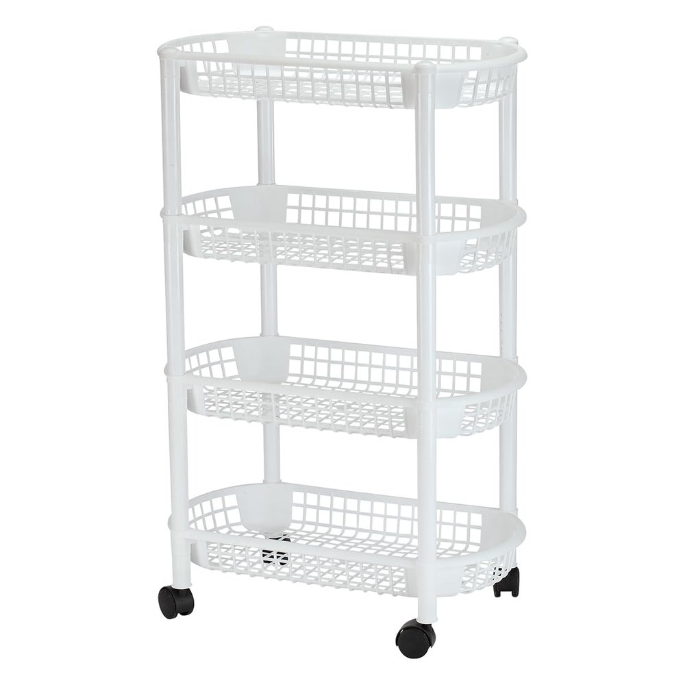Dream Products MBR Industries 4-Tier Rolling Kitchen Cart, White