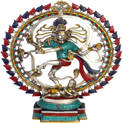 Nataraja in Om (AUM) - Brass Statue with Inlay Work