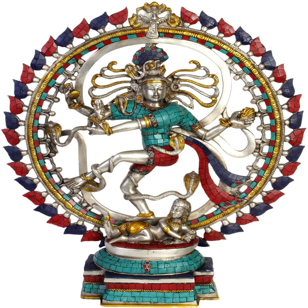 Nataraja in Om (AUM) - Brass Statue with Inlay Work