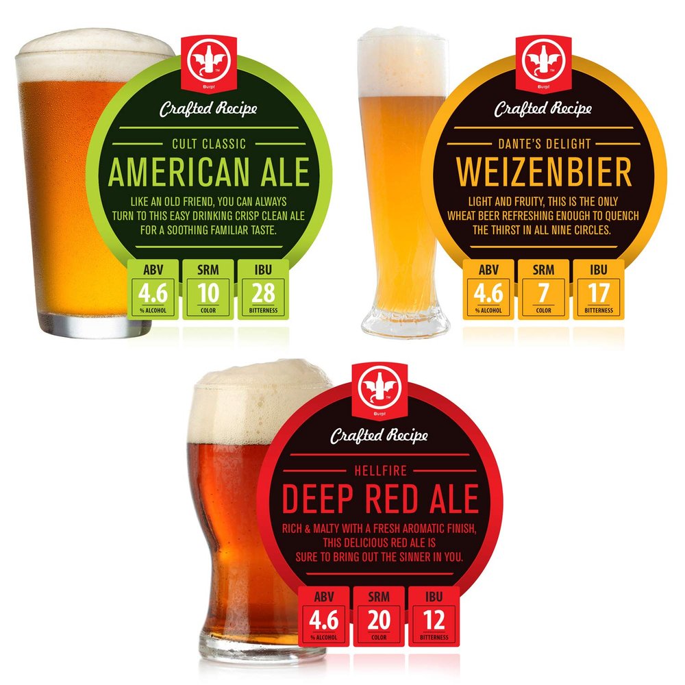 BrewDemon 2 Gal. Craft Variety 3-Pack of Beer Recipe Kits - Makes (3) Wicked-Good 4.6% ABV Batches of Craft Brewed Beer