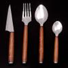 4 Different Set of Artisan Hammered Flatware From Madagascar in a Wooden Gift Box view 2