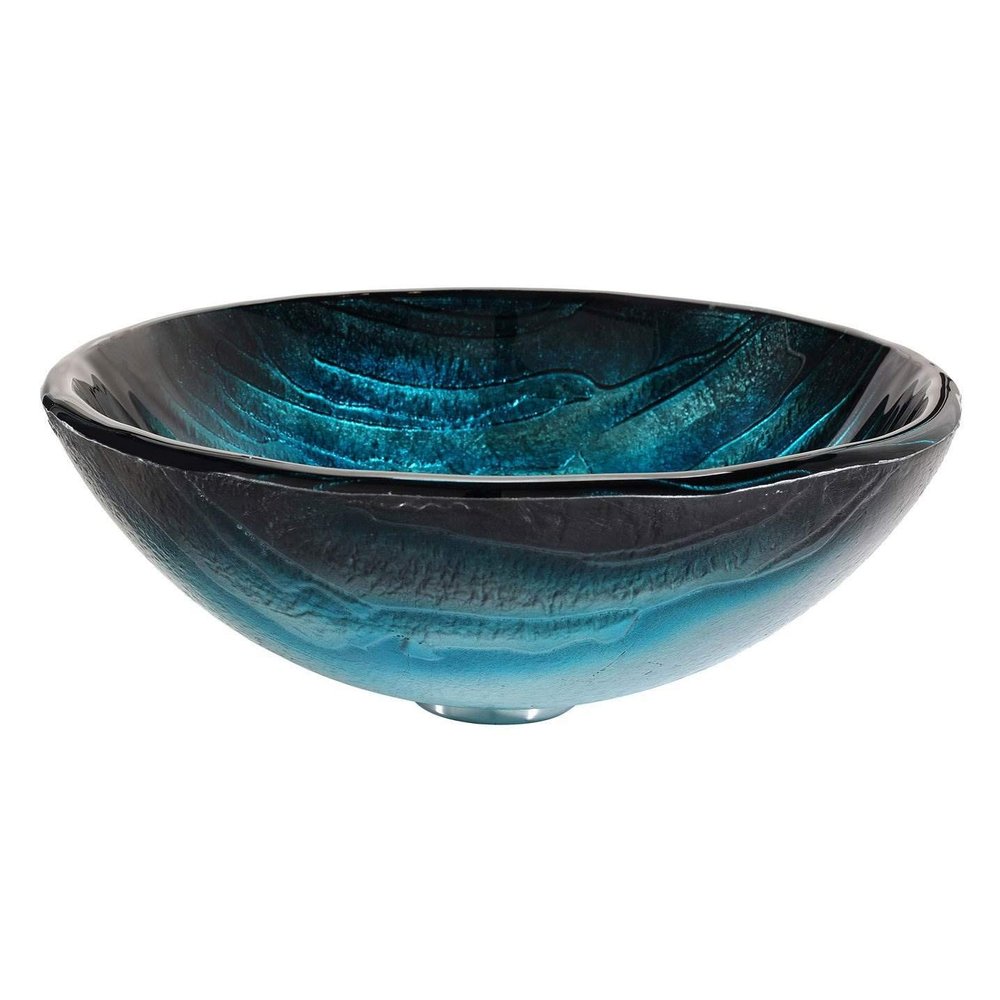 KRAUS Nature Series Round Blue Glass Vessel Bathroom Sink, 17 inch GV-399-19mm