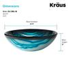 KRAUS Nature Series Round Blue Glass Vessel Bathroom Sink, 17 inch GV-399-19mm view 3
