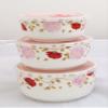 3 Piece Premium Ceramic Food Storage Container Set with Lids (Red Rose) view 1