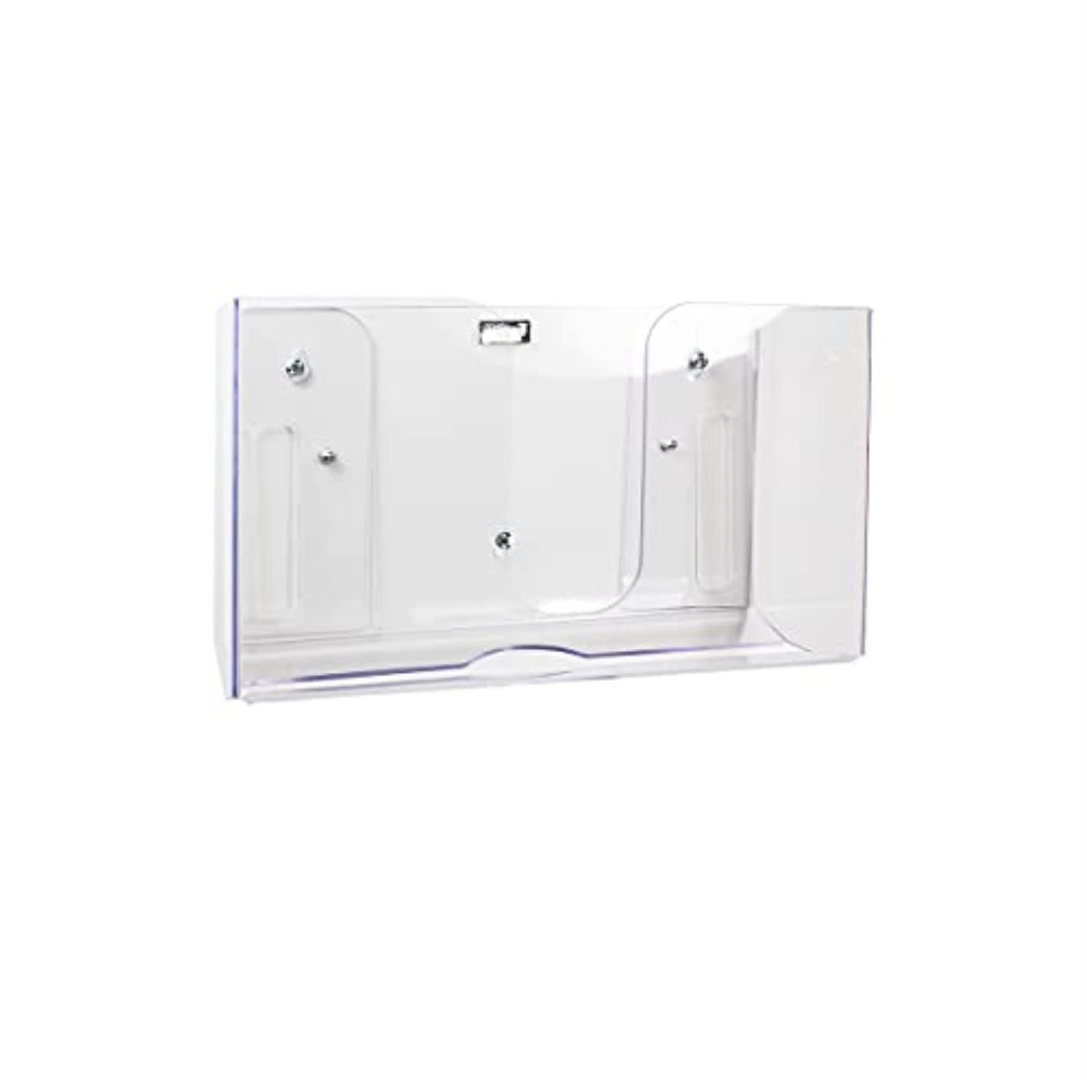 TrippNT 51937 Small Dual Dispensing Paper Towel Holder with 150 9.2 x 9.4 inch Multi-Fold Paper Towel Capacity and Peelable Protective Film,Clear