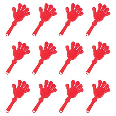 Beistle Red Hand Clappers 12 Pack, Plastic Noisemakers for Parties, Sporting Events, Celebrations, and Team Spirit Gatherings, Fan Section Cheer Accessories, 7"