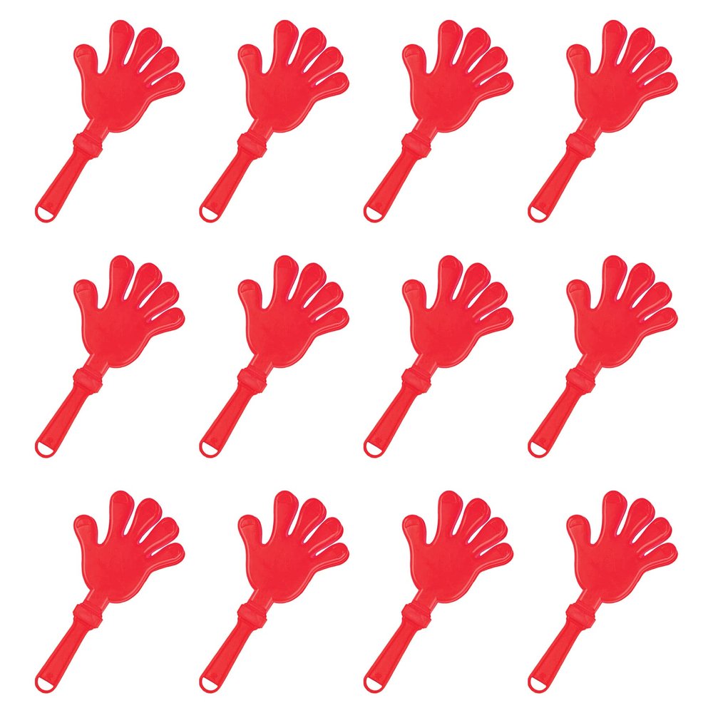 Beistle Red Hand Clappers 12 Pack, Plastic Noisemakers for Parties, Sporting Events, Celebrations, and Team Spirit Gatherings, Fan Section Cheer Accessories, 7"