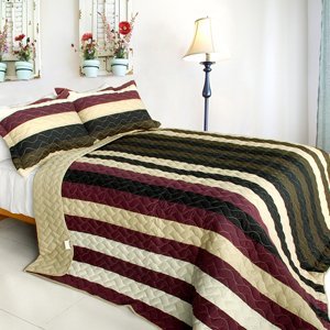 Blancho Bedding [Past Faded] 3PC Vermicelli-Quilted Patchwork Quilt Set (Full/Queen Size)