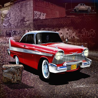 1958 PLYMOUTH FURY - CHRISTINE - ARNIE'S REVENGE - OFFICIAL DANNY WHITFIELD ART SIZE 24 x 36