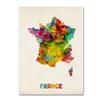 Trademark Fine Art France Watercolor Map by Michael Tompsett, 18 by 24-Inch view 1