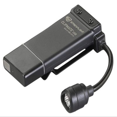 Streamlight 61125 ClipMate 70-Lumen 500-Candela Rechargeable Hands-Free Clip-On Light with White and Red LEDs, Black