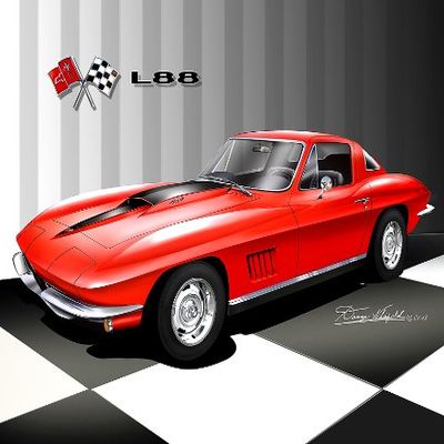 1967_CORVETTE L88 - THE ONE THAT SOLD FOR $3.5 MILLION AT THE BARRET JACKSON AUCTION - ART PRINT POSTER BY ARTIST DANNY WHITFIELD SIZE 20x30