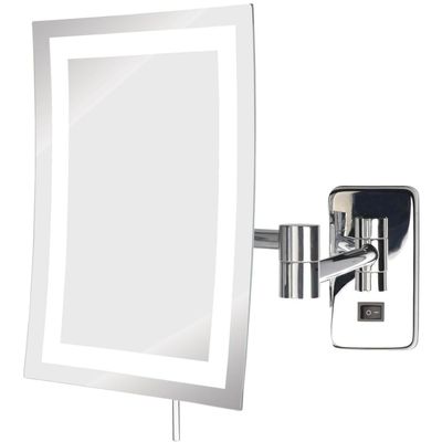 JERDON Rectangular Wall Mount Makeup Mirror - Direct Wire Makeup Mirror with 5X Magnification and LED Lights - Chrome Finish - Model JRT710CLD