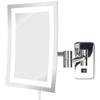 JERDON Rectangular Wall Mount Makeup Mirror - Direct Wire Makeup Mirror with 5X Magnification and LED Lights - Chrome Finish - Model JRT710CLD view 1