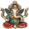 The Benevolent God Ganesha Granting Abhaya - Brass Statue view 1