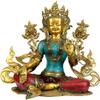 Saviour Goddess Green Tara - Brass Statue with Inlay view 1