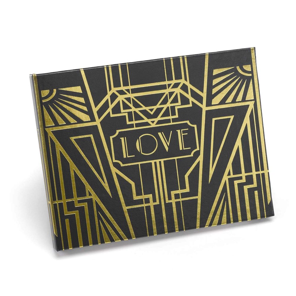 Hortense B. Hewitt Art Deco Black and Gold Spiral Bound Book, 7.5 x 5.75-Inches