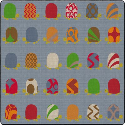 Flagship Carpets Fancy Prancy Turtles Multicolor Educational Seating Rug for Classroom and Home Learning Area, Kids Bedroom Carpet or Playroom Mat, (Seats 30),10'6" x 13'2", Rectangle