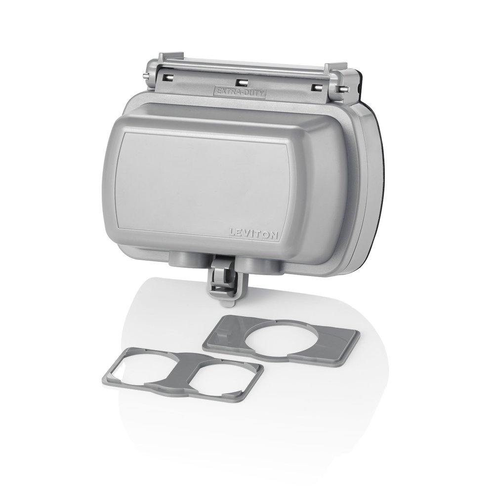 Leviton 5981-UCL While-in-Use Cover for GFCI/Decora Duplex and Single Outlet, Horizontal, 5981-UGY, Gray