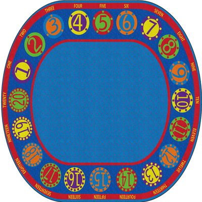 Flagship Carpets Number Circles Multicolor Educational Rug for Playroom Mat, Kids Bedroom, Home Learning Area, and Childrens Classroom Carpet, 10'6" x 13'2", Oval