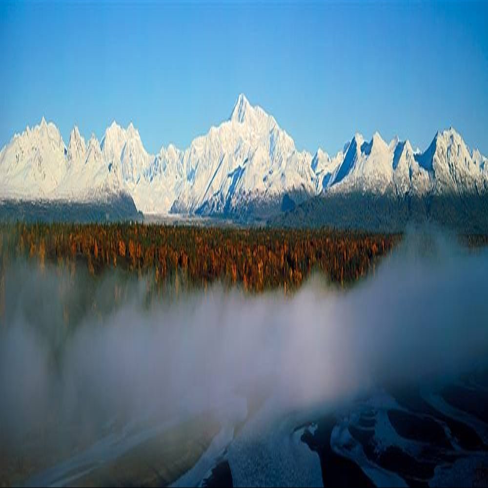 Walls 360 Peel & Stick Wall Mural: Alaska Range at Dawn Denali National Park (36 in x 12 in)