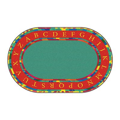 Flagship Carpets Craftsman Circle Multicolor Educational Rug for Kids Playroom, Nursery Room Mat, Home Learning Area, and Classroom Carpet, 10'6" x 13'2", Oval
