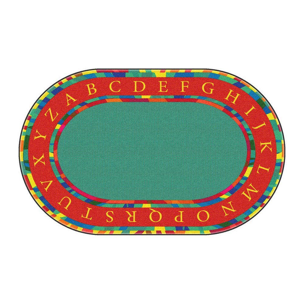 Flagship Carpets Craftsman Circle Multicolor Educational Rug for Kids Playroom, Nursery Room Mat, Home Learning Area, and Classroom Carpet, 10'6" x 13'2", Oval