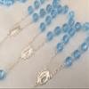 25 Pc Baptism Favors Mini Rosaries Blue with Silver Plated Accents/communion Favors Recuerditos De Bautismo/Christening Favors/Decenarios/Decades/Finger Rosaries view 3