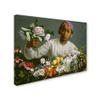 Trademark Fine Art Young Woman with Peonies Artwork by Jean Frederic Bazille, 18 by 24-Inch view 2