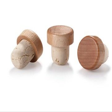 WidgetCo 21.5mm Natural T-Cork with Wood Top, Bar Corks, for Spirits, Liquor, & Syrups (Qty 250)